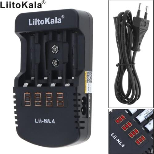 LiitoKala Lii-NL4 lii-ND4 AA AAA 9V Battery Charger Ni-MH Ni-Cd Rechargeable Batteries Wall Desk Charging Chargers for Travel