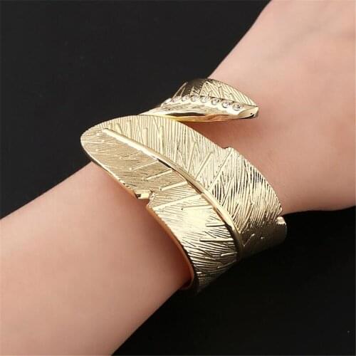 MHS.SUN 1PC/Lot Exaggerated Big Punk Bangle Jewelry European Fashion Personalities Leaf Women Baroque Bangle Bracelet Jewelry