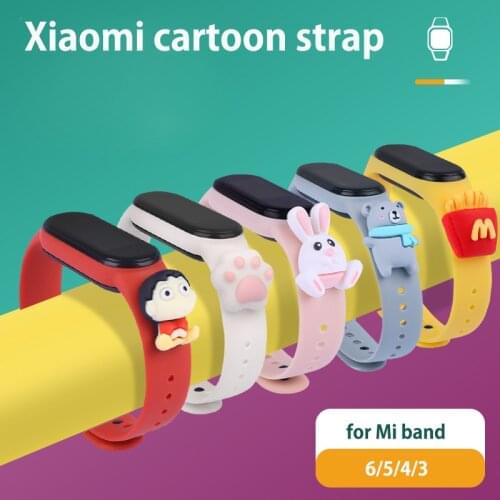 Cartoon Watchband for Xiaomi Mi Band 6/5/4/3 Watch Bracelet Silicone Sport Wristband Replacement NFC Strap for Correa Miband 6 5