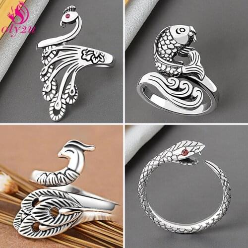 Mens Vintage Punk Snake Ring Womens Exaggerated Antique Golden Opening Adjustable Ring Wedding Couple Jewelry Anillo Hombre