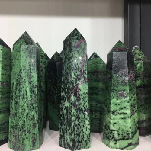 Natural Large Ruby Zoisite Tower Chakra Healing Gemstone Obelisk Home Decor 1pc