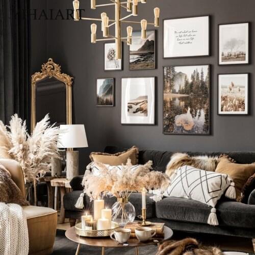 Nordic Photography Poster Autumn Nature Landscape Wall Print Art Painting Scandinavian Mountain Lake Picture Modern Home Decor