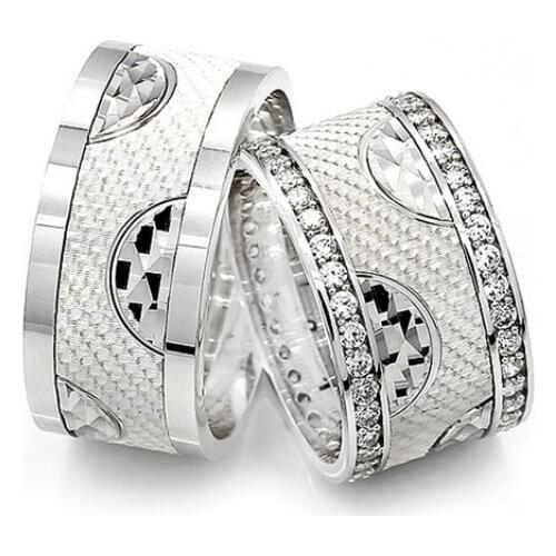 Couple Wedding Ring Sterling Silver 925 Woman And Man Luxury Jewelry Bands Fashion Engagement Anniversary Ancient Greek Model