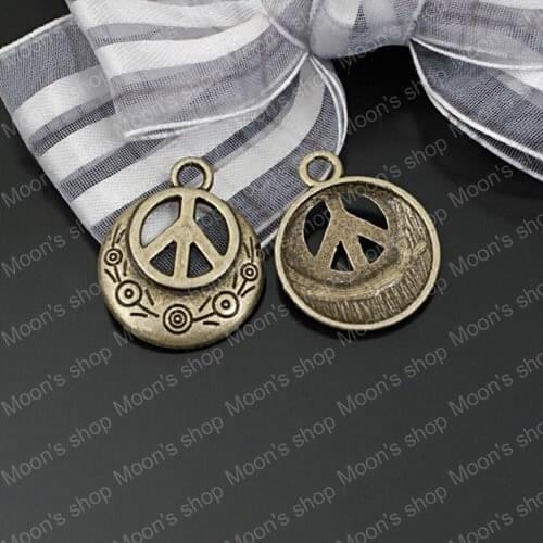 Wholesale 20mm Antique Bronze Peace symbol Alloy Flat Charms Pendants DIY Findings Accessories 30 pieces (JM2494)