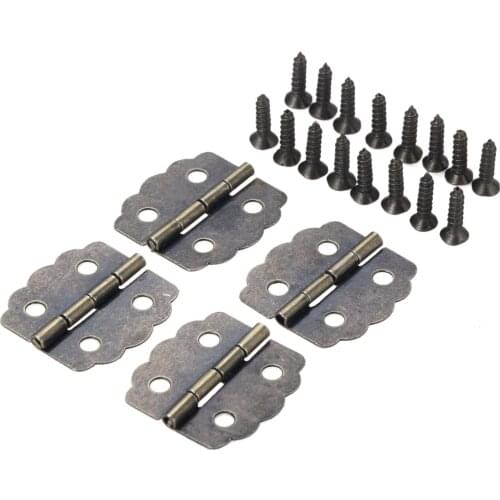 20pcs/4pcs Antique Bronze Hinges Metal Butterfly Hinge with screws Antique 4 holes Decor Cabinet Wooden Jewelry Wine Box 23mm