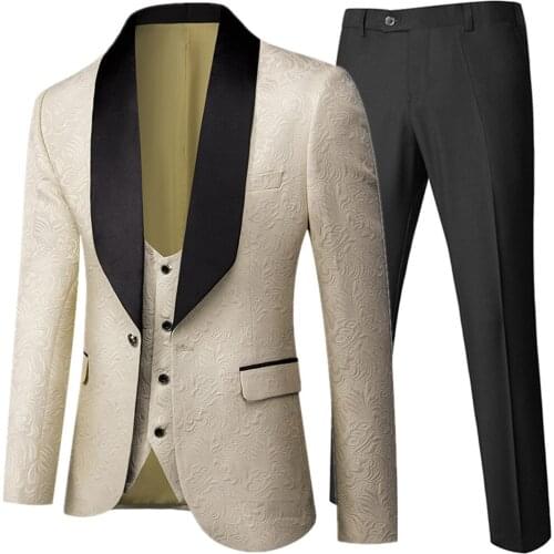 Banquet Feather Embossing Process Designer Blazer Jacket Pants Vest / Mens 2020 New Suit Coat Waistcoat Trouser 3 Piece Set