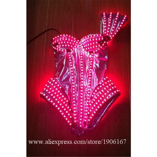 Full Colors Led Flashing Luminous Light Up Sexy Lady DS Dress Suit Costume Dance Wear For Women LED Clothing Free Shipping