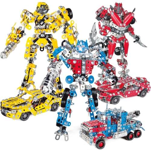 DIY Assembled Robot Car Model Metal Blocks set,Robot or Car STEM Construction Blocks Playset Educational Toys for Children