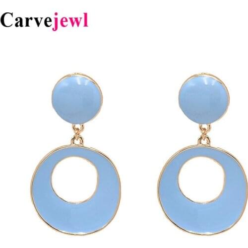 Carvejewl color rich earrings triangle round hand painted enamel glace earrings for women jewelry new fashion Korean earrings