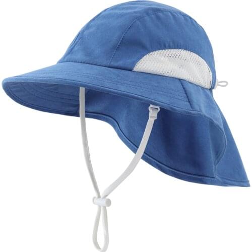 Connectyle Toddler Infant Boys Girls New Solid Summer Sun Hat Wide Brim UV Sun Protection Adjustable Outdoor Mesh Bucket Sun Hat