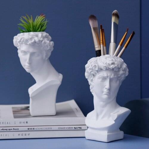 Nordic Resin David Flower pot Pen Holder Accessories Dressing Desktop Storage Box Ornaments Decor Home room Table Furnishing