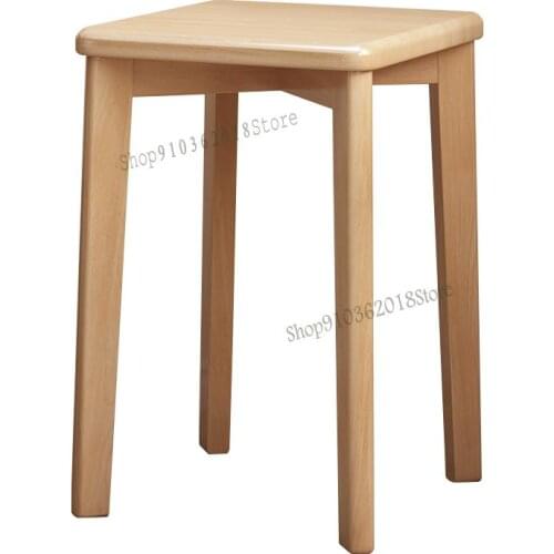 Nordic Solid Wood Household Small Square Stool Beech Wood Dining Stool Chair Dressing Stool Simple Small Bench Makeup Stool Wood