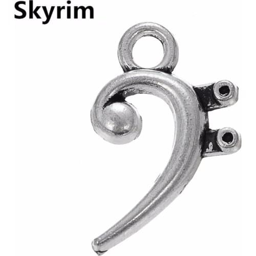Skyrim 20Pcs Charms Music Notes On Stave Bass Clef Charm Mini Sliver Pendants For DIY Necklace/Bracelet/Earring Jewelry Making