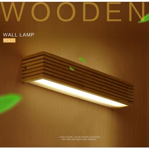 Modern Japanese Style LED Oak Wooden Artisanal Solid Wood Wall Lamp 35/45/55cm Warm Light Wall Sconce for Bedroom Home Lighting