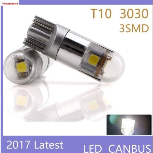4Pcs Latest LED T10 LED Canbus 3030 3SMD Marker Bulb w5w 194 501 Wedge Interior reading,Map,Side,Mirrior,Parking Dome Lights