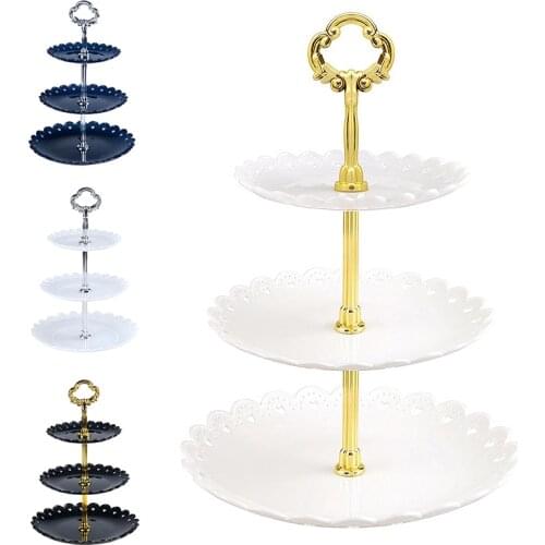 3 Tier European Fruit Dessert Stand Rack Cake Display Plate Tray Afternoon Tea Wedding Party Tableware Bakeware Home Table Decor