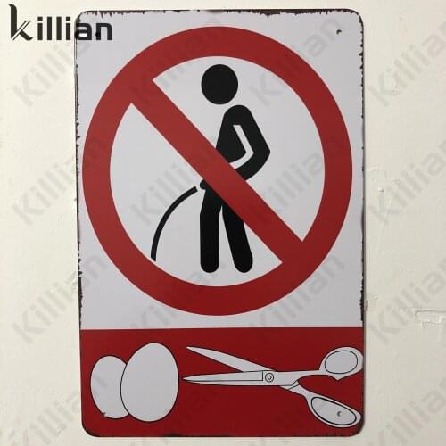 Vintage Metal Plaque Prohibition of Going To The Toilet Metal Painting Cartoon Metal Poster Decoration Hotel Metal Plate Decor