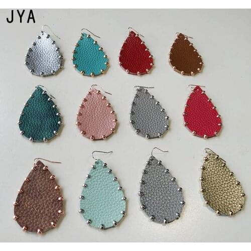 JYA New Genuine Leather Teardrop Earrings for Women Dangle Water Drop Statement Earrings Fashion Jewelry Ear Drop 2019 Wholesale