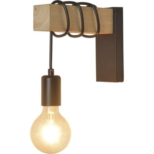 110-220 v E27 Wall Lights Iron Wood Nordic Black Fixture Lampara Pared Stairs Polishing Led Lamps For Home Lampara De Pared Tool