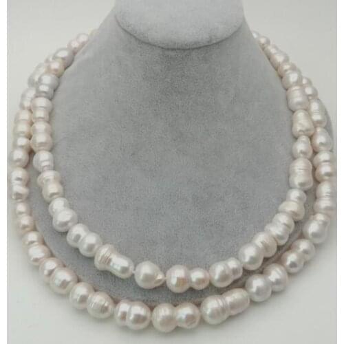 2 strands 25mm white baroque twins pearl 2 rows necklace natural freshwater pearl Woman Jewelry 35cm 43cm 17'' 14
