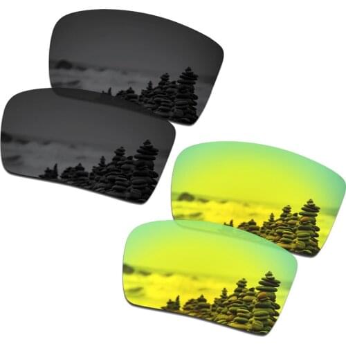 SmartVLT 2 Pairs Polarized Sunglasses Replacement Lenses for Oakley Eyepatch 2 Stealth Black and 24K Gold