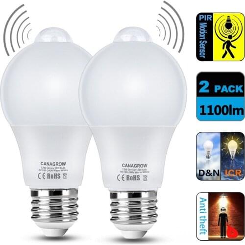 2PCS 12W SMD5730 LED Bulb Motion Sensor Smart PIR Lamp E26 E27 Auto On/Off Infrared Night Lighting AC85~265V