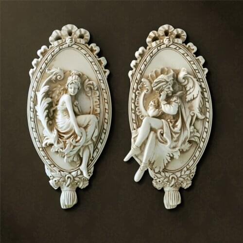 3D Angel Sculpture Home Statue Decoration Accessories Wall Mural Hanging Resin Statues Decor Christmas Decorative Art Ornaments