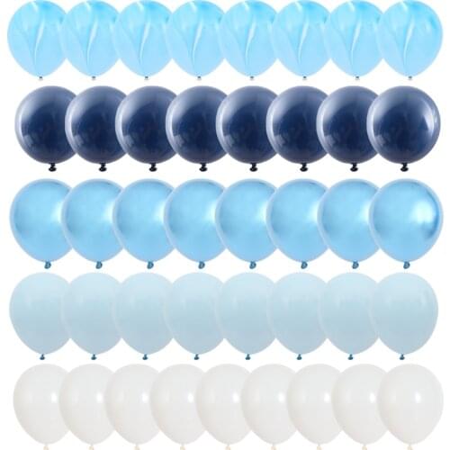 40pcs blue balloon set agate marble balloon with blue balloon wedding baby shower graduate day party decoration