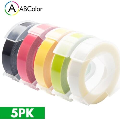 5Pcs 9mm 3D Embossing Tape For DYMO 3D Plastic Embossing Label Tape Black For DYMO Motex E-101 E-202 E-303 Manual Label Printers