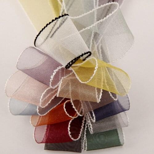 5 yards 3 size Glitter Wavy Edge Gauze Organza Ribbons for DIY Craft Ribbon Gift Wrapping Hair Bowknot Materials