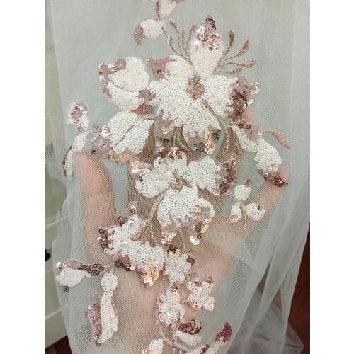 8 pieces Pink Sequin Lace Applique for Wedding, Gowns, Bridal Accessory , Ballet, Dance Costumes