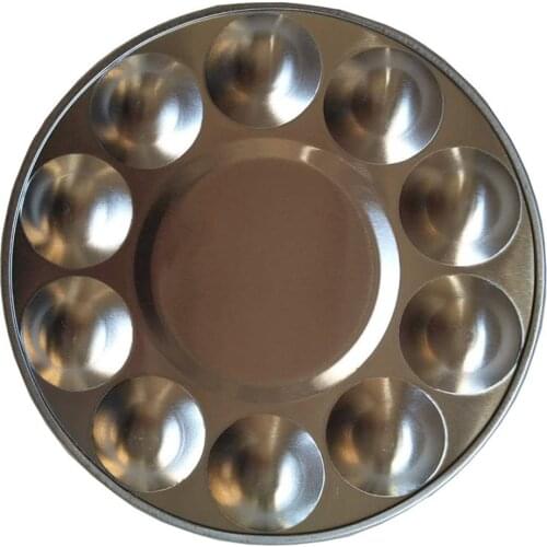 10 Holes Aluminum Circular Palette Art Paint Drawing Tray Color Palettes For Oil Watercolour Painting Pallet Office Supplies