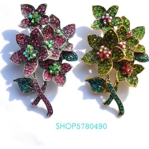 Fashion Jewelry Rhinestone Cute Gardenia Brooch Anti Gold Color Women Flower Breast Alloy Pin Lady Gifts Suits Party Accessories