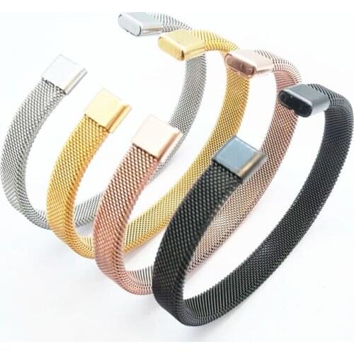 Bangles for Women Stainless Steel Width 10mm Net Mesh Fashion Womens Jewelry C Friendship Bracelet Adjustable Open Bangle