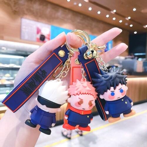 Anime Jujustu Kaisen Keychain Cartoon いたどり ゆうじ Gojo Satoru Ball Pendant Key Rings Women Bag Key Holder Cute Doll Friend Gift