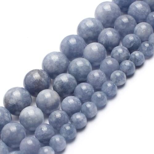 Natural Stone Beads Blue Angelite Round Loose Spacer Beads for Jewelry Making 6/8/10/12mm Strand 15" Diy Bracelet