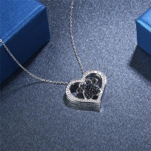 Garilina Fashion Jewelry Heart Black And White Cubic Zirconia Silver Color Necklace Pendant For Women Wedding Love Gift AP2121