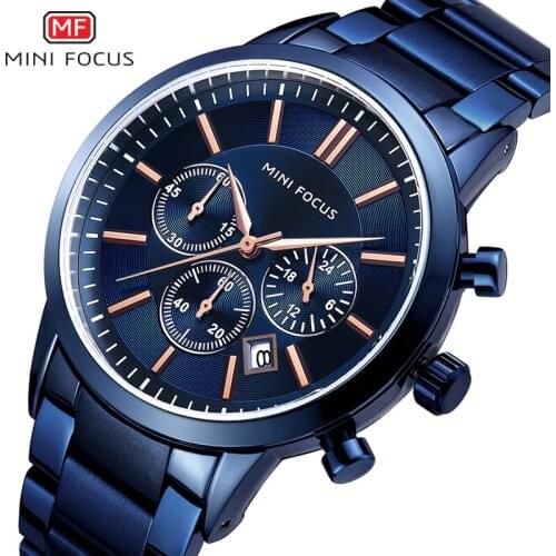 MINIFOCUS Men Watches Stainless Steel Mens Wristwatch Quartz Wrist Watch Men Waterproof Luxury Brand Fashion Clock Man Silver
