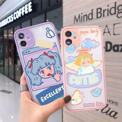 Cute Angel Phone Case for IPhone 12 Mini 11 Pro Max X XS MAX 7 8 Plus SE2 Cover for Iphone 12 Bumper Clear Cover Girls Case