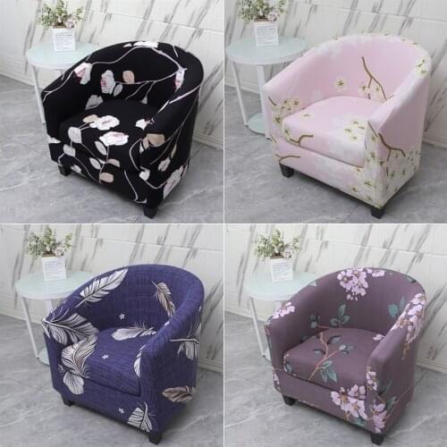 Club Chair Slipcover Stretch Armchair Covers Floral Printed Tub Chair Cover Sofa Cover Spandex Couch Covers for Bar Counter Leaf
