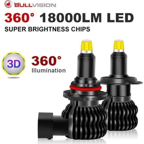 BULLVISION 9012 HIR2 Car LED Headlights H7 H1 H11 H8 H9 9005 9006 HB3 HB4 18000LM CSP Chips High Beam Low Beam Fog Light 12V 24V