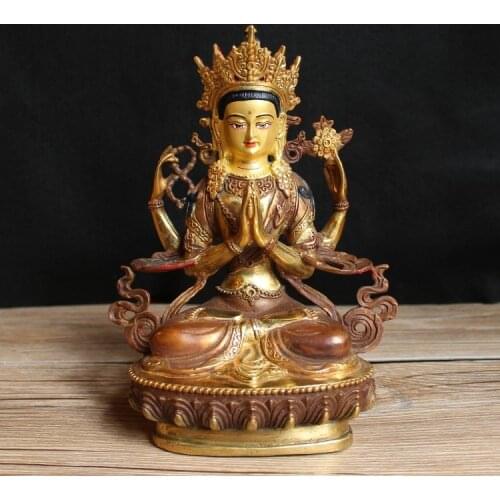 Religious Buddha figure # HOME OFFICE efficacious Talisman House Protection # 22cm Tibetan Buddhism brass Buddha statue