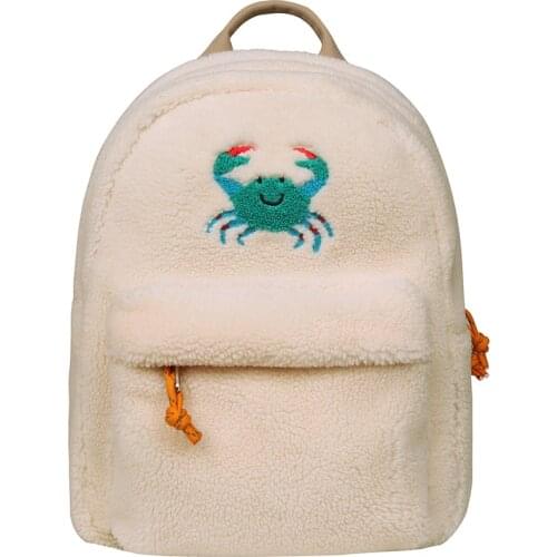 YIZI Original Design Mini Fleece Backpack Fashion Embroidery Autumn And Winter New Small Backpack Suitable For Teenage Girls