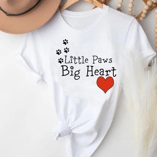 T-shirts Women Cat Dog Paw Love Sweet Animal Fashion Spring Summer Clothes Graphic T Tshirt Top Lady Print Female Tee T-Shirt