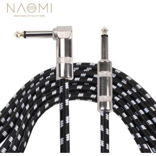 NAOMI 6M Guitar Cable Audio Male To Male Cable Wire Cord Knitting Copper 6.35mm Straight Plug For Electric Instruments New