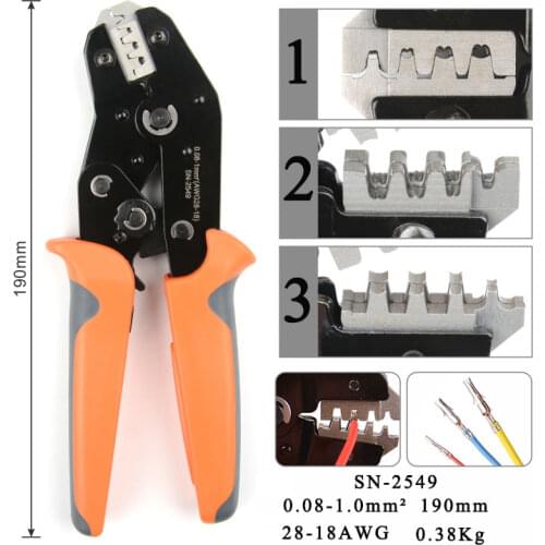 SN-2549Crimping Tools for XH2.54/Dupont 2.54/2.8/3.0/3.96/4.8/KF2510/JST Terminal Connector Crimper Plier Wire Stripper Crimper