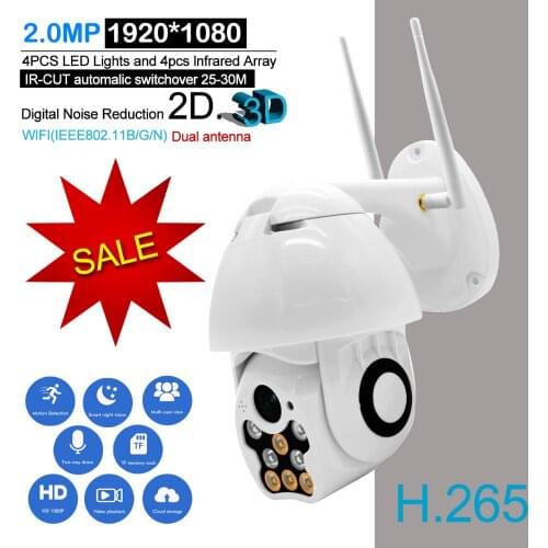 2.0MP 1080P Wifi IP Camera Outdoor Two Way Audio PTZ Night Vision IR 60M Wireless Security Speed Dome Camera P2P