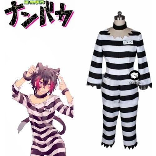 Anime Nanbaka Detentionhouse Cosplay Costume No.15 Jyugo Striped Prisoner Suit