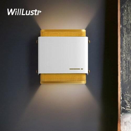 Creative LED Wall Lamp Iron Net Sconce Hotel Restaurant Store Cafe Foyer Corridor Hallway Bedside Black White Gold Luxury Light