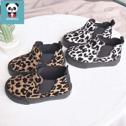 Leopard Boots Girls Children Shoes Convas Winter Flattie Casual Kids High-Top Sneaker Student Fashion Tiger Print Short